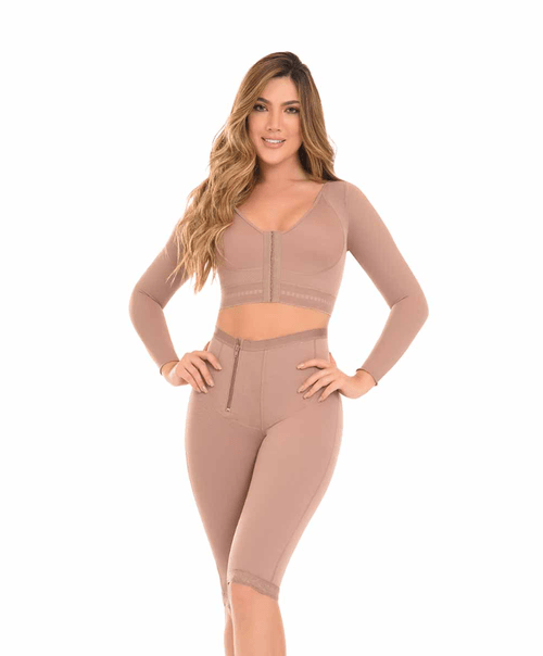 Faja ciclista a la rodilla moldeadora de piernas y glúteos con refuerzo abdominal