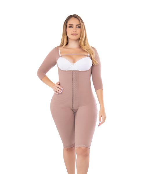 Faja postquirúrgica de alta compresión con busto libre mangas y control abdominal