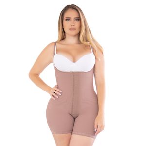 Faja postquirúrgica de alta compresión media pierna con triple refuerzo abdominal y busto libre
